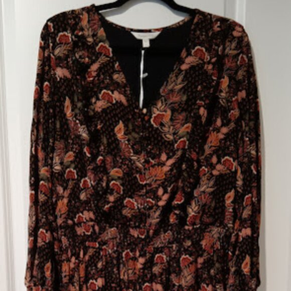 NWT Garnet Hill Womens L Maxi Dress Smocked-Bodice Dress Bohemian Floral - Picture 1 of 14